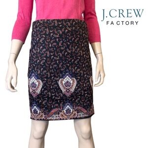 J. Crew The Pencil Skirt Cotton Bold Paisley Print Versatile Colourful Mini